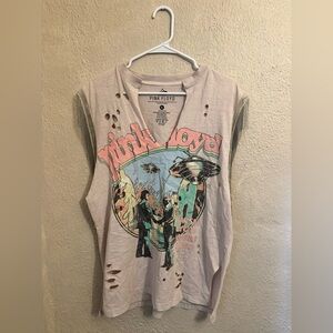 Pink Floyd Graphic Muscle Tee - Cream and Multicolor